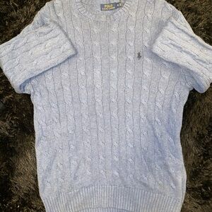 Ralph Lauren Blue Cowl Neck Cable Knit Sweater